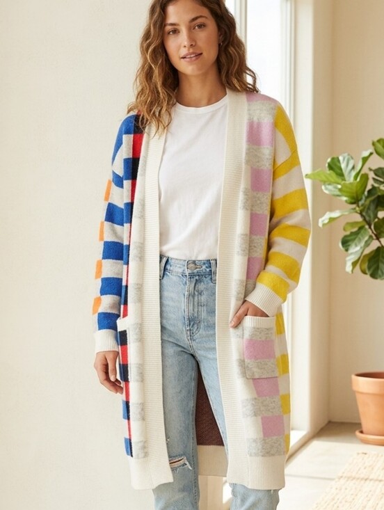 Lego Sweaters - LEGO x Target Colorblock Striped Long Duster Cardigan Sweater Size L